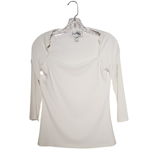 Joseph Ribkoff White 3/4 Sleeve Scoop Neck Stretch Top Size 6 - Picture 1 of 7